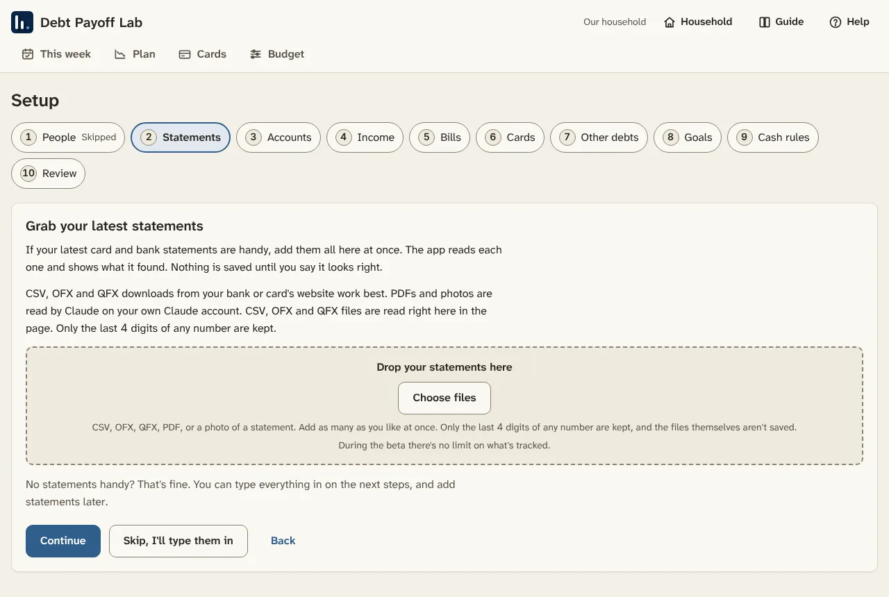 Step 2: drop all your latest statements at once.
