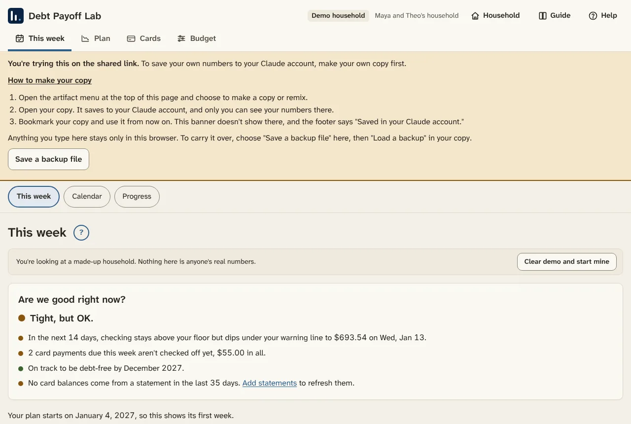 On every page of the shared link, a yellow banner says to make your own copy, with the steps.