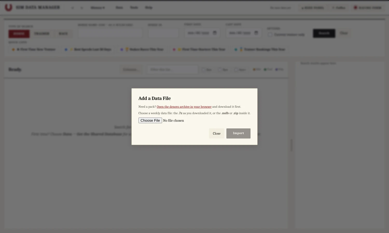 The Add a Data File window with its Choose File button